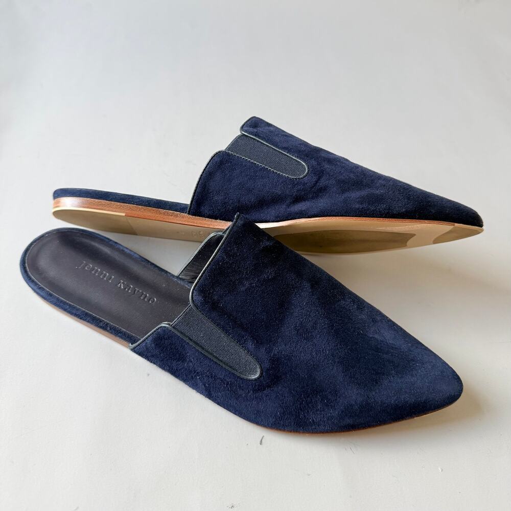 Jenni Kayne Blue Suede Flat Mule sz 41 Pointy toe Leather Slipper Slides Italy - Picture 2 of 6